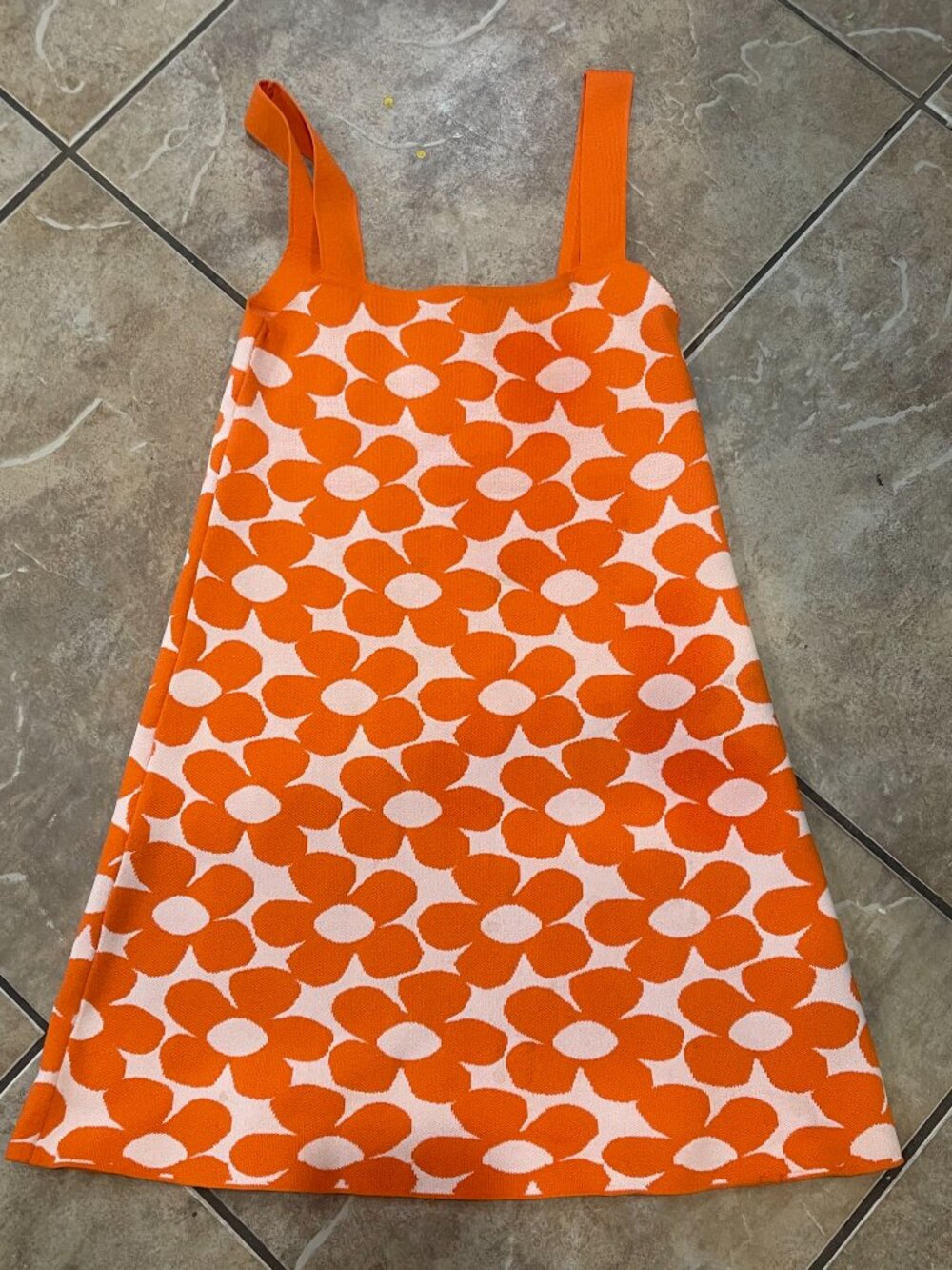Zara Orange Floral Jacquard Knit Mini Dress M - Picture 6 of 11